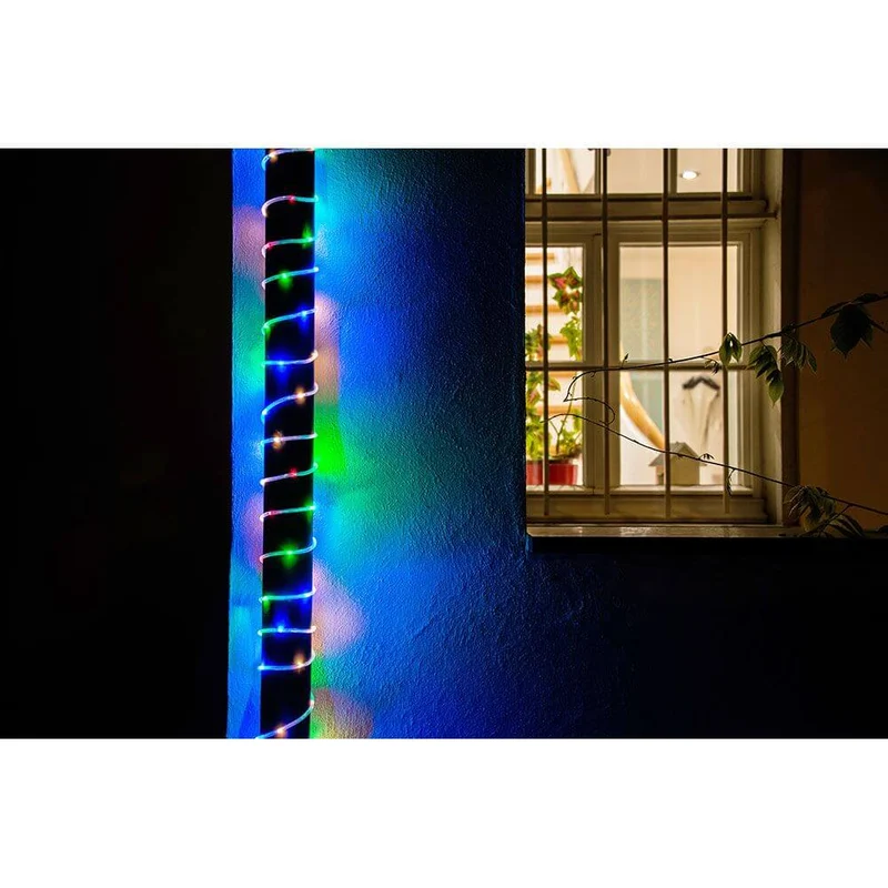 LED Mini Lichterschlauch 10m mit Lichtsensor Timer 130 bunte Dioden batteriebetrieben IP44