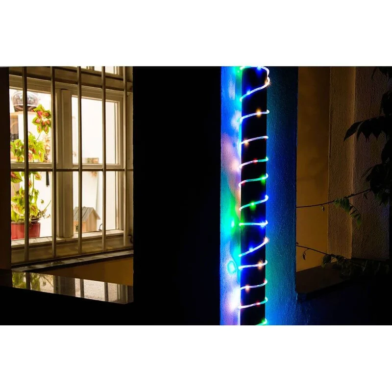 LED Mini Lichterschlauch 5m mit Lichtsensor Timer 65 bunte Dioden batteriebetrieben IP44