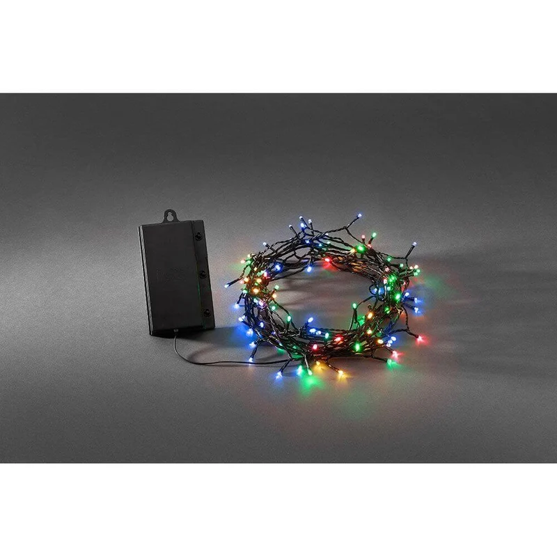 LED Lichterkette Timer 8 Funktionen und Memoryfunktion 128 bunte Dioden batteriebetrieb IP44