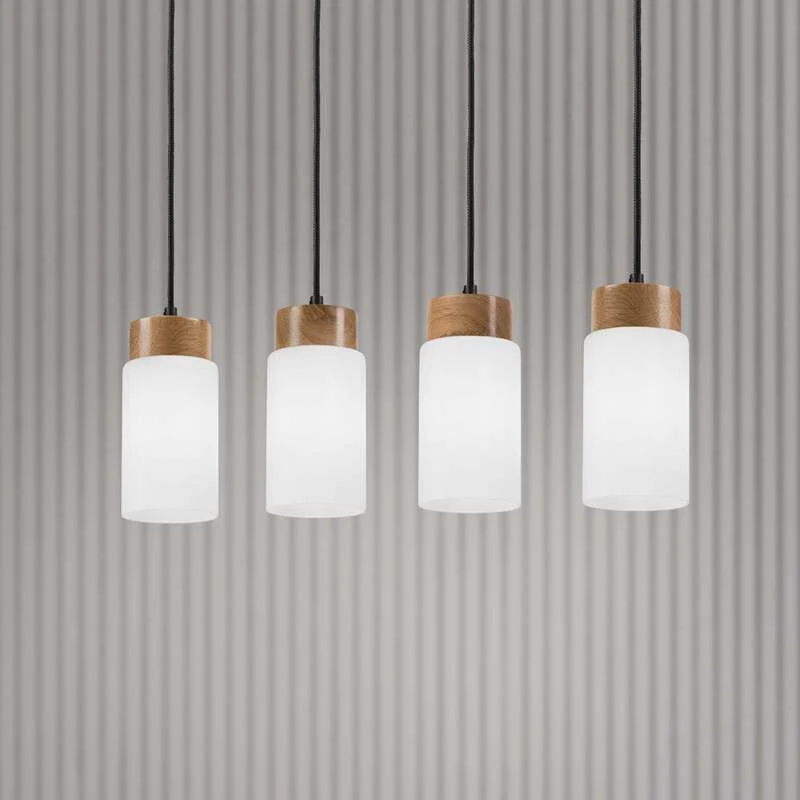 B-Ware Hängeleuchte Markus LED Pendelleuchte Lampe dimmbar E27 weiß eiche 80cm 4-flg