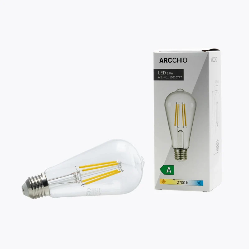 3x B-Ware Arcchio LED Leuchtmittel Filament Rustika E27 3,8W warmweiß 806lm klar 2700K
