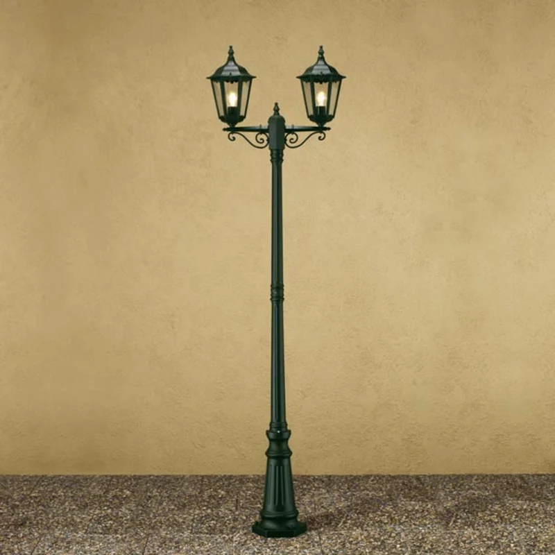B-Ware Konstsmide Mastleuchte Firenze 2-flammig Außenleuchte Gartenlampe grün 220cm