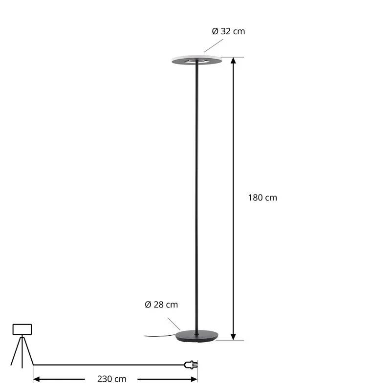 B-Ware Lucande Stehleuchte Raymond LED dimmbar schwarz CCT 180cm Eisen 3020Lumen