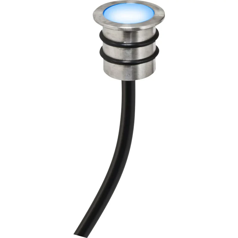 B-Ware EVN Bodeneinbauleuchte LED dimmbar Edelstahl IP68 0.2W Lichtquelle blau 18mm
