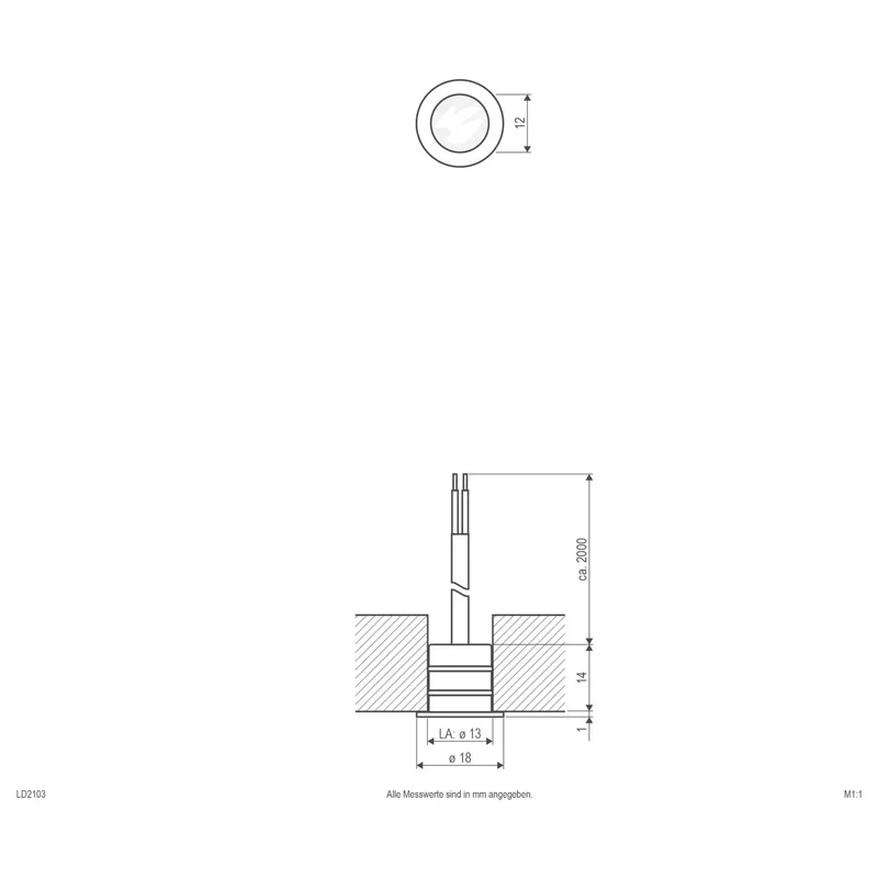 B-Ware EVN Bodeneinbauleuchte LED dimmbar Edelstahl IP68 0.2W Lichtquelle blau 18mm