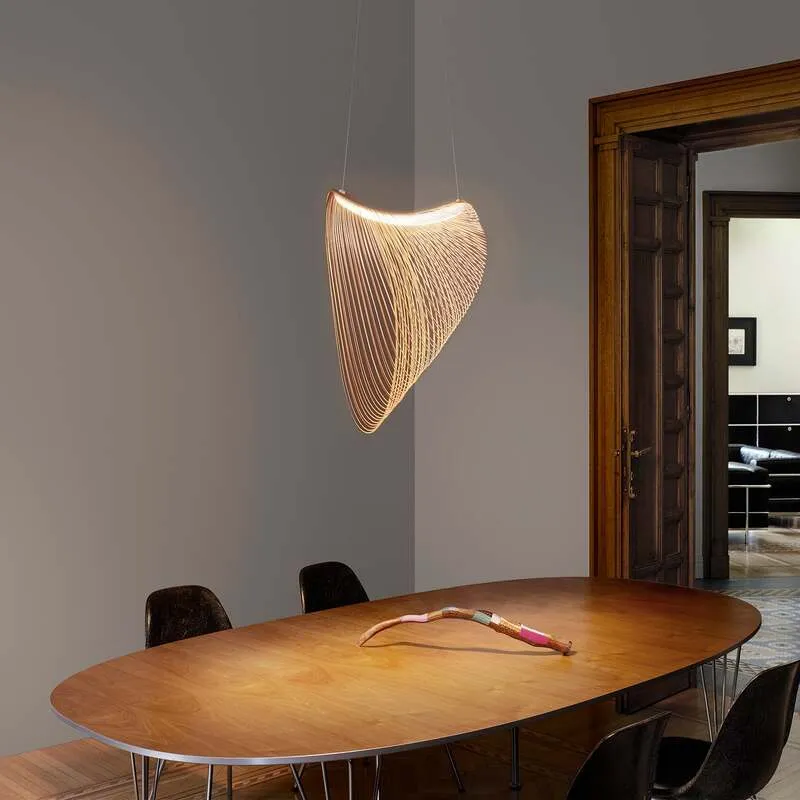 B-Ware Luceplan Hängeleuchte Illan LED Pendelleuchte dimmbar Holz birke Ø80cm 3000Lumen