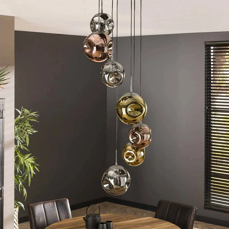B-Ware Hängeleuchte Stellar 7-flammig LED Pendelleuchte dimmbar mehrfarbig altsilber