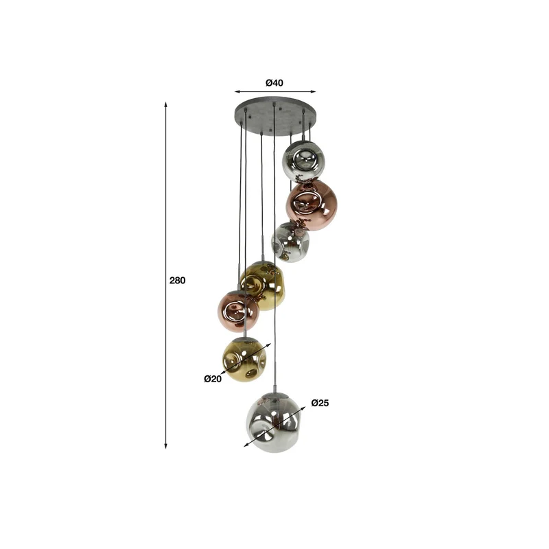 B-Ware Hängeleuchte Stellar 7-flammig LED Pendelleuchte dimmbar mehrfarbig altsilber