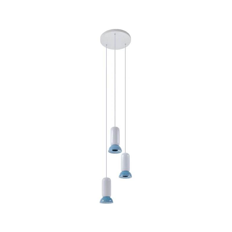 B-Ware Lindby Hängeleuchte Kerimi LED Pendelleuchte Lampe dimmbar creme blau 3-flammig