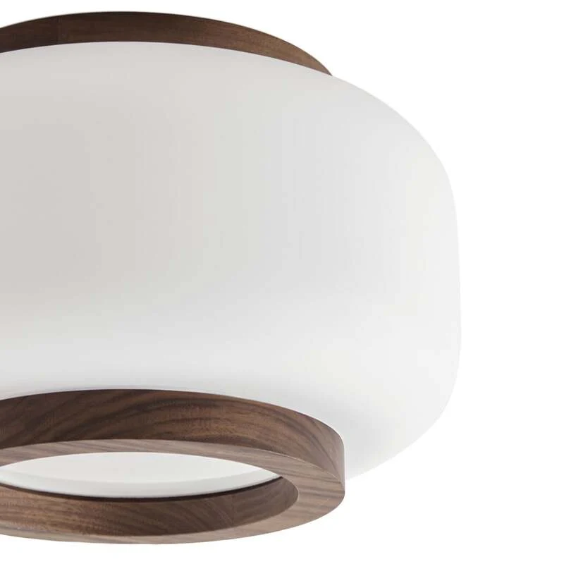 B-Ware Quitani Deckenleuchte Shiro LED Lampe dimmbar Holz Glas CCT Ø28cm weiß walnuss