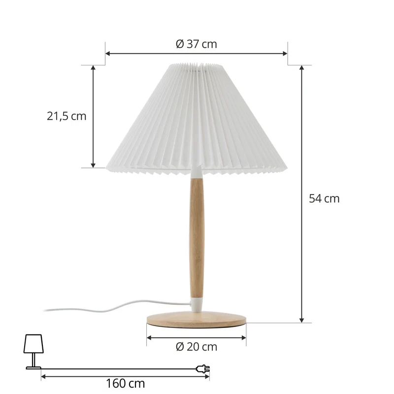 B-Ware Lucande Tischleuchte Leuchte Tischlampe Lampe Ellorin weiß Holz Ø 37 cm E27