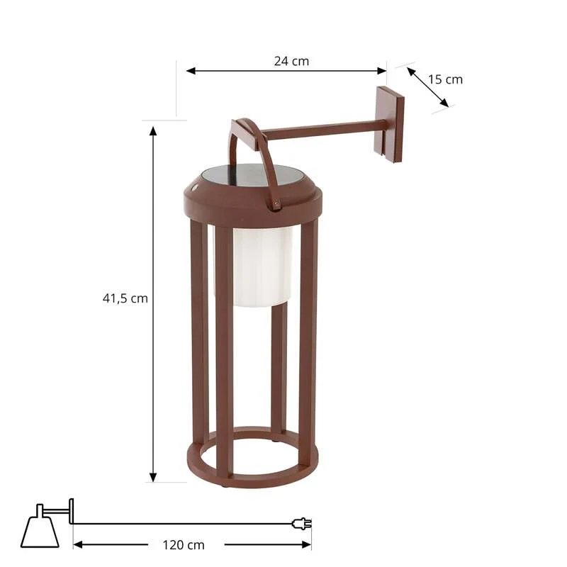 B-Ware Lucande Wandleuchte Außen LED Solar Tilena dimmbar rost Aluminium 41,5cm