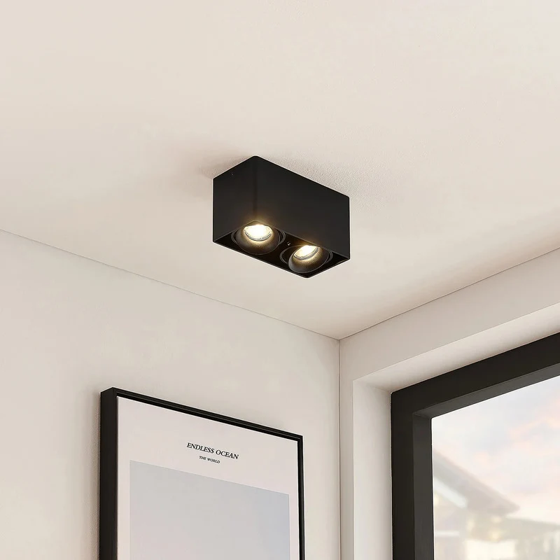 B-Ware Arcchio Downlight Kubika 19cm LED dimmbar schwarz 2-flg Aluminium Deckenlampe