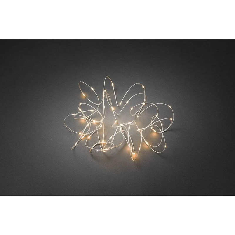LED Tropfenlichterkette 100 bernsteinfarbene Dioden weißer Draht