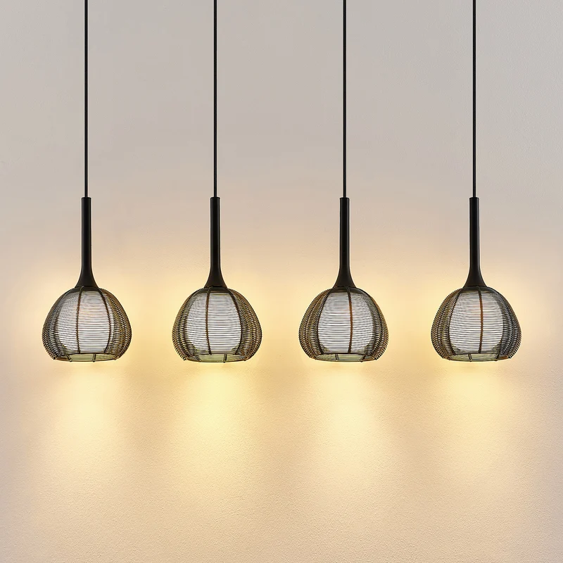B-Ware Lucande Tetira Hängeleuchte Hängeleuchte Lampe Leuchte Esstisch 4fl lang schwarz