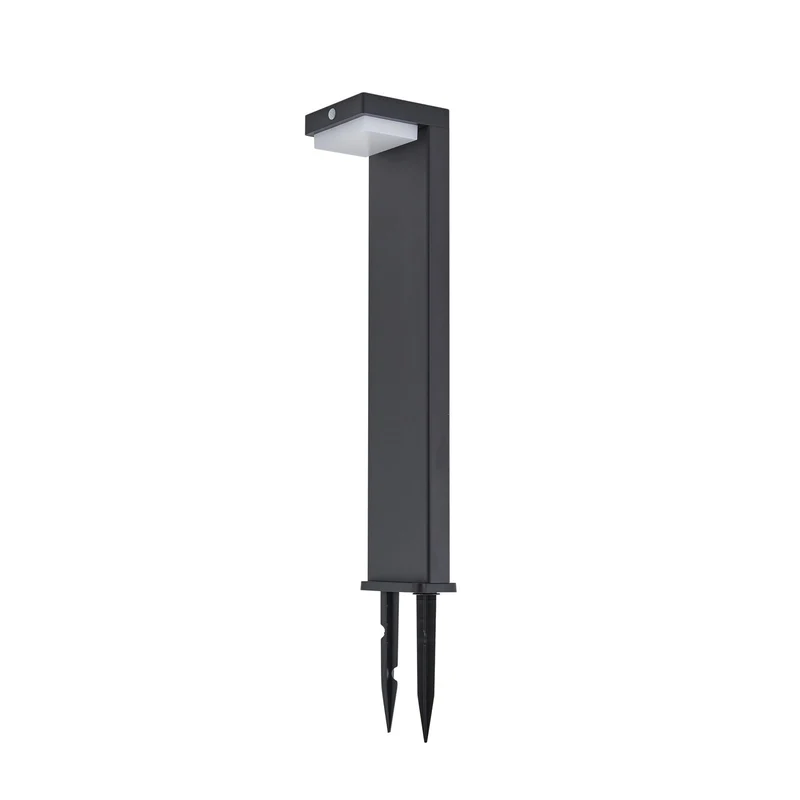 B-Ware Lindby Sockelleuchte Wegeleuchte LED Solar Eleazar schwarz Aluminium Sensor