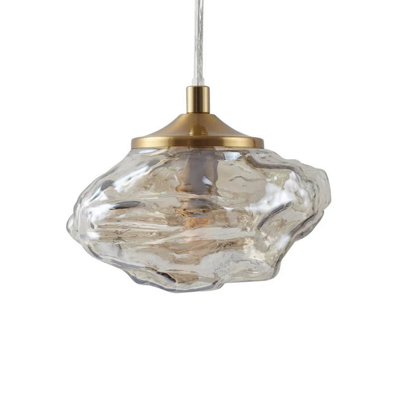 B-Ware Lindby Leuchte Hängeleuchte Piatra Glas amber messing Ø45cm 5-flg Lampe Leuc531