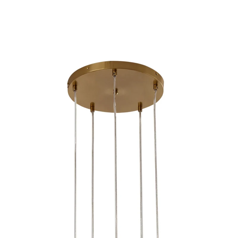 B-Ware Lindby Leuchte Hängeleuchte Piatra Glas amber messing Ø45cm 5-flg Lampe Leuc531