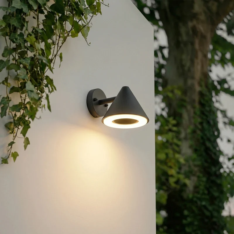 B-Ware Lindby Außenwandleuchte Soran LED Gartenlampe Wandleuchte schwarz IP44 12cm