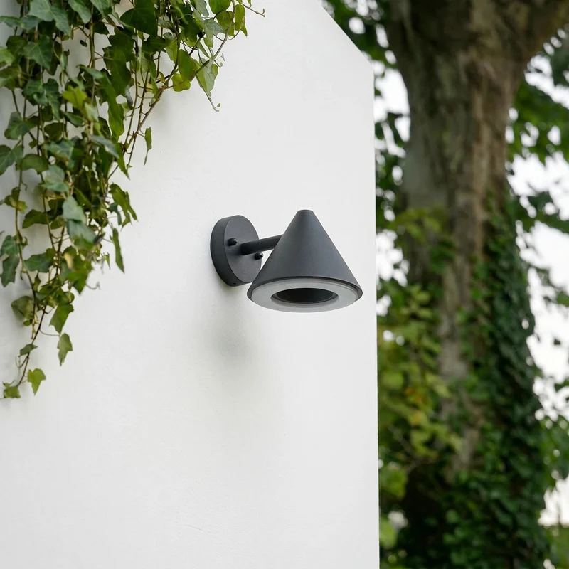 B-Ware Lindby Außenwandleuchte Soran LED Gartenlampe Wandleuchte schwarz IP44 12cm