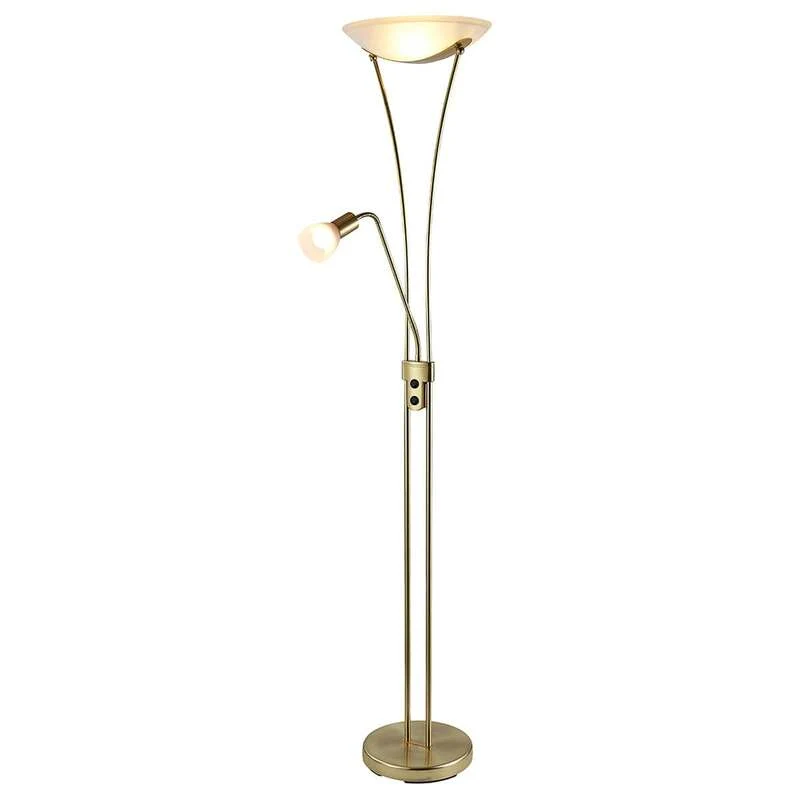 B-Ware Lindby Stehlampe Felicia LED Leselampe Stehleuchte messing 180cm E27 3-flammig