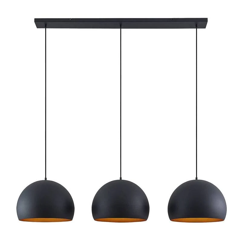 B-Ware Lindby Pendellampe Hängeleuchte Tarjei LED Lampe dimmbar schwarz-gold 146cm
