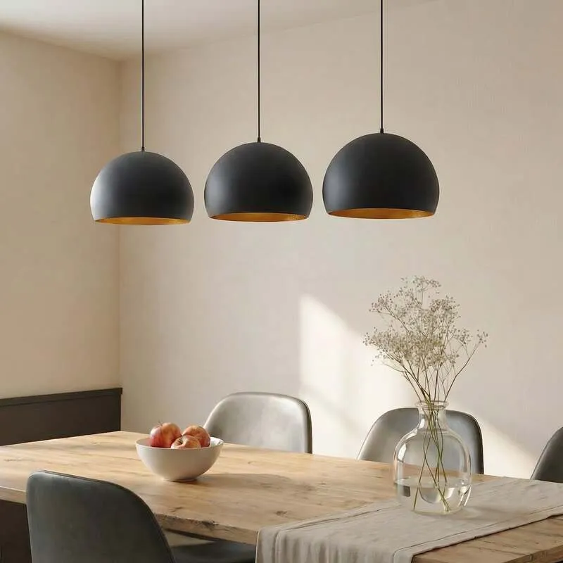 B-Ware Lindby Pendellampe Hängeleuchte Tarjei LED Lampe dimmbar schwarz-gold 146cm