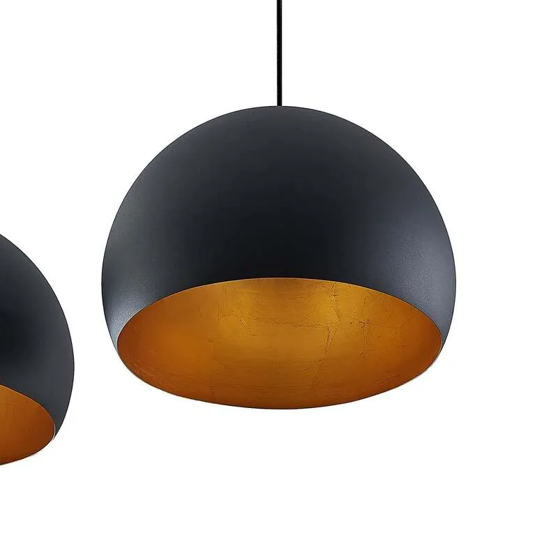 B-Ware Lindby Pendellampe Hängeleuchte Tarjei LED Lampe dimmbar schwarz-gold 146cm