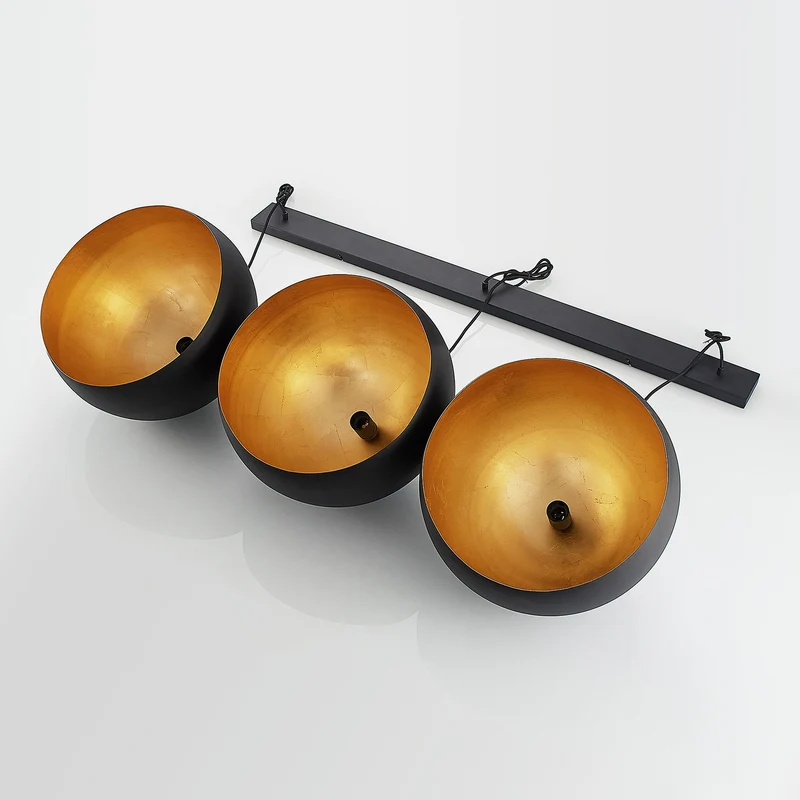 B-Ware Lindby Pendellampe Hängeleuchte Tarjei LED Lampe dimmbar schwarz-gold 146cm