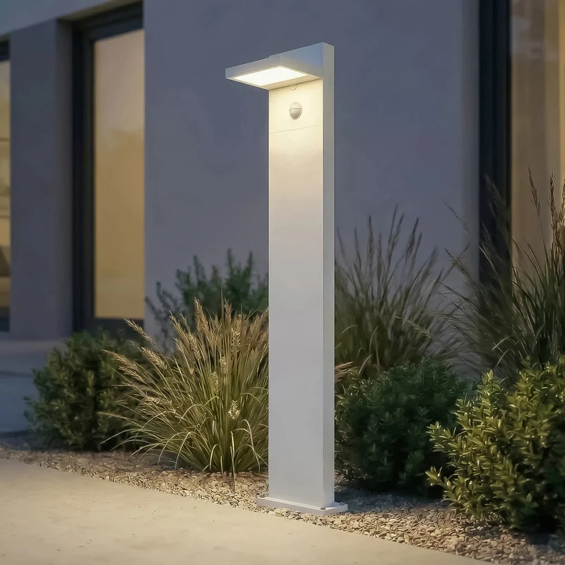 B-Ware Lucande Wegeleuchte Gartenleuchte Silvan LED Pollerleuchte mit Sensor weiß 100cm