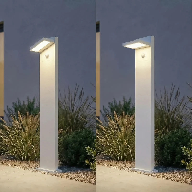 B-Ware Lucande Wegeleuchte Gartenleuchte Silvan LED Pollerleuchte mit Sensor weiß 100cm