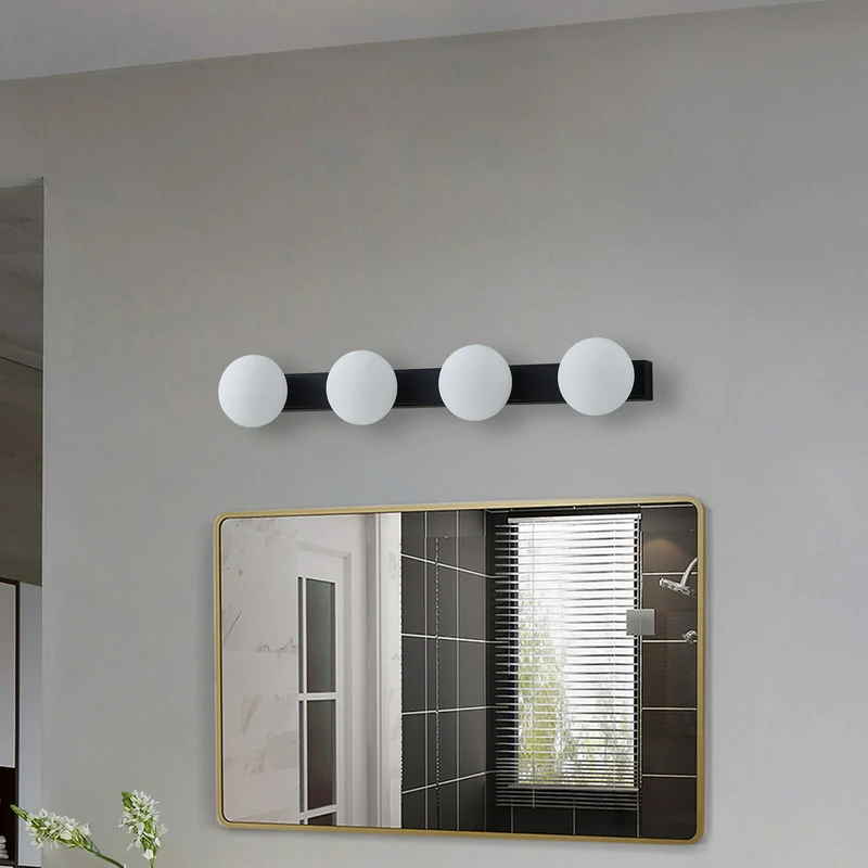 B-Ware Lucande Wandleuchte LED Badlampe Myrra schwarz 60cm Lampe IP44 Glas Aluminium