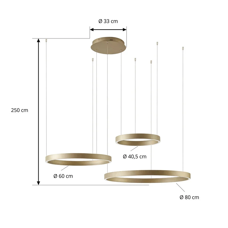 B-Ware Quitani Hängeleuchte Aureon LED Pendelleuchte dimmbar gold 80cm Ø 3630 Lumen