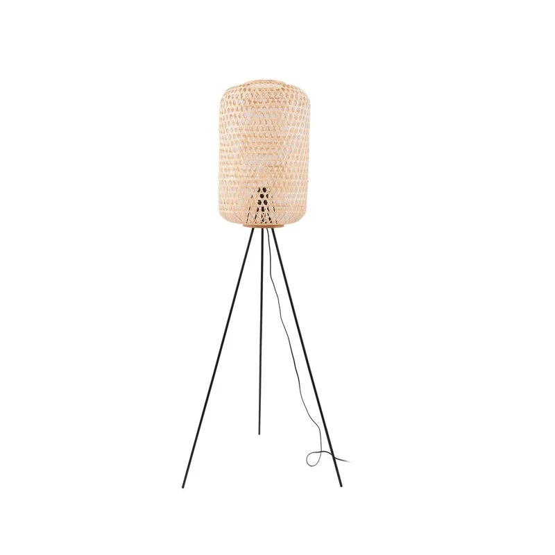 B-Ware Lucande Stehleuchte Jorick LED Lampe Stehlampe Bambus schwarz 166cm Höhe