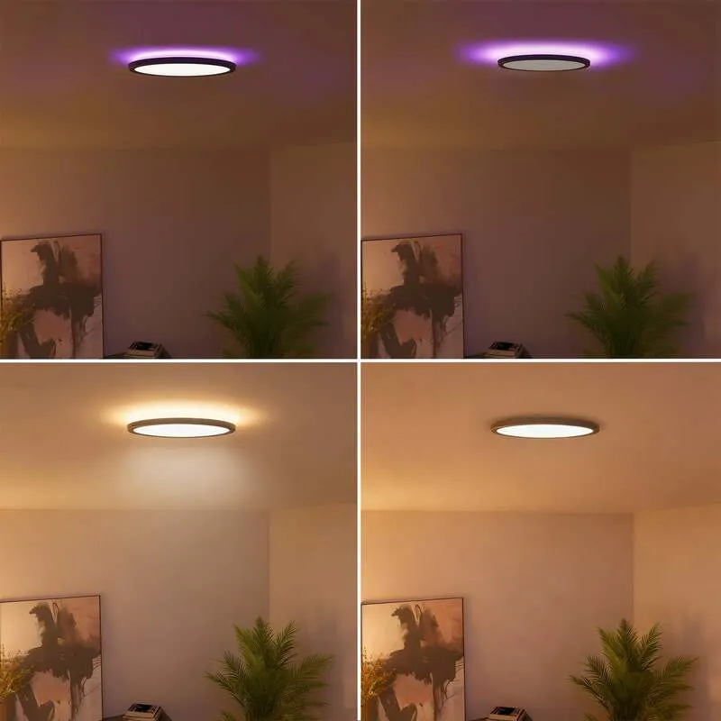 B-Ware Calex Deckenlampe HALO LED dimmbar RGB CCT IP54 schwarz Ø40cm Leuchte Lampe
