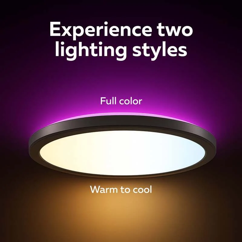 B-Ware Calex Deckenlampe HALO LED dimmbar RGB CCT IP54 schwarz Ø40cm Leuchte Lampe