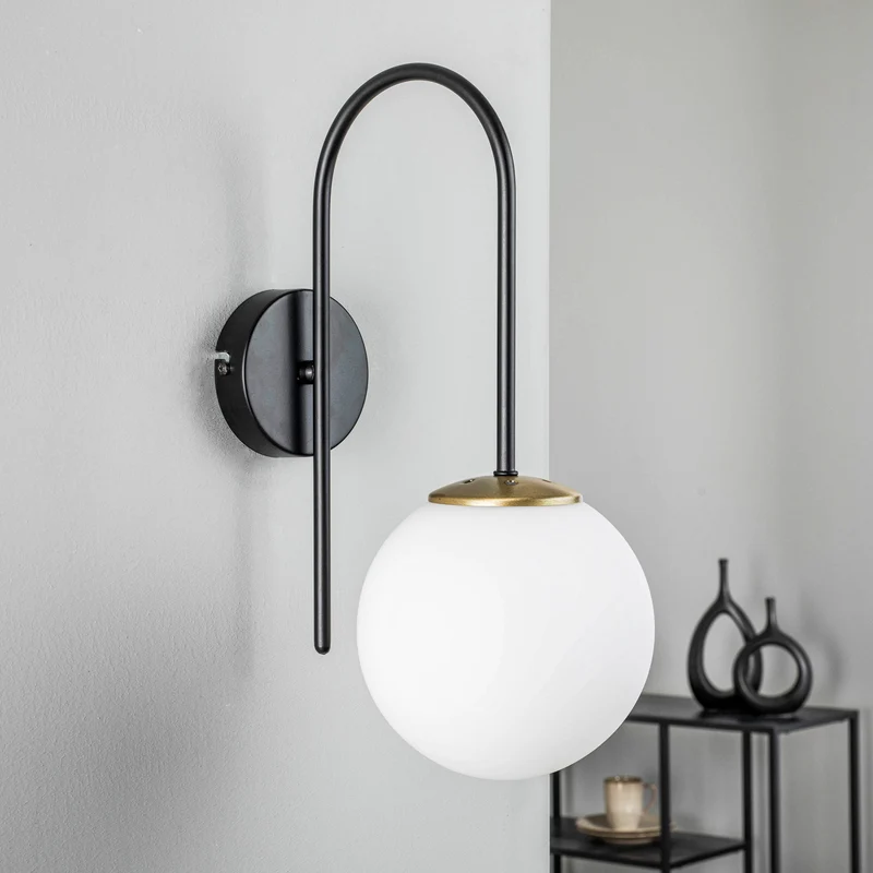 B-Ware Wandleuchte Berlin schwarz/messing 34cm dimmbar E14 Metall Glas IP20