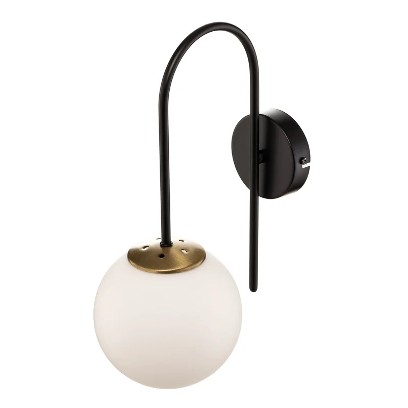 B-Ware Wandleuchte Berlin schwarz/messing 34cm dimmbar E14 Metall Glas IP20
