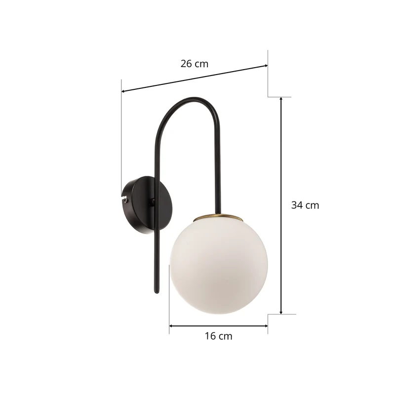 B-Ware Wandleuchte Berlin schwarz/messing 34cm dimmbar E14 Metall Glas IP20