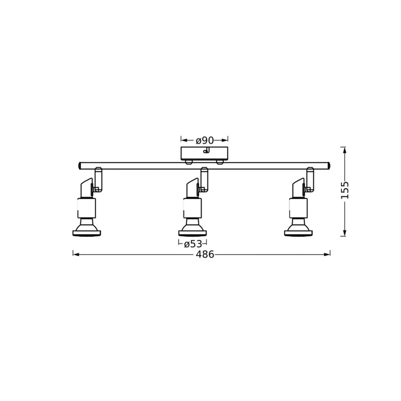 B-Ware OSRAM Deckenstrahler 3-flg dimmbar GU10 LED schwarz Metall Lampe 48,6x9cm