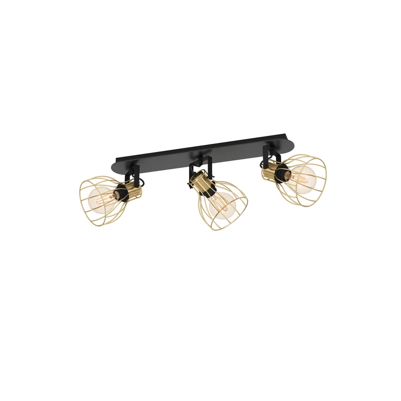 B-Ware EGLO Deckenlampe 3-flammig Sambatello LED Lampe dimmbar schwarz/gold 70x15cm