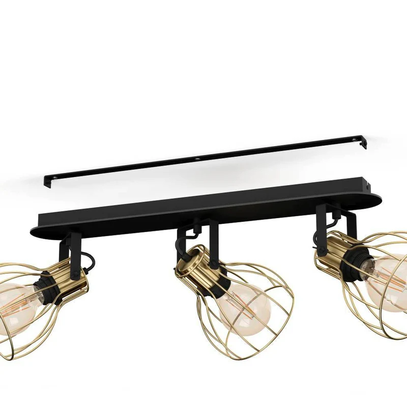 B-Ware EGLO Deckenlampe 3-flammig Sambatello LED Lampe dimmbar schwarz/gold 70x15cm