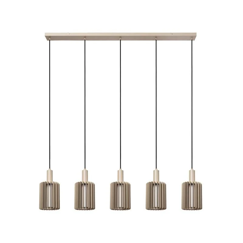 B-Ware Lucide Pendellampe Hängeleuchte Lambres Glas Metall taupe 5-flammig E27 LED