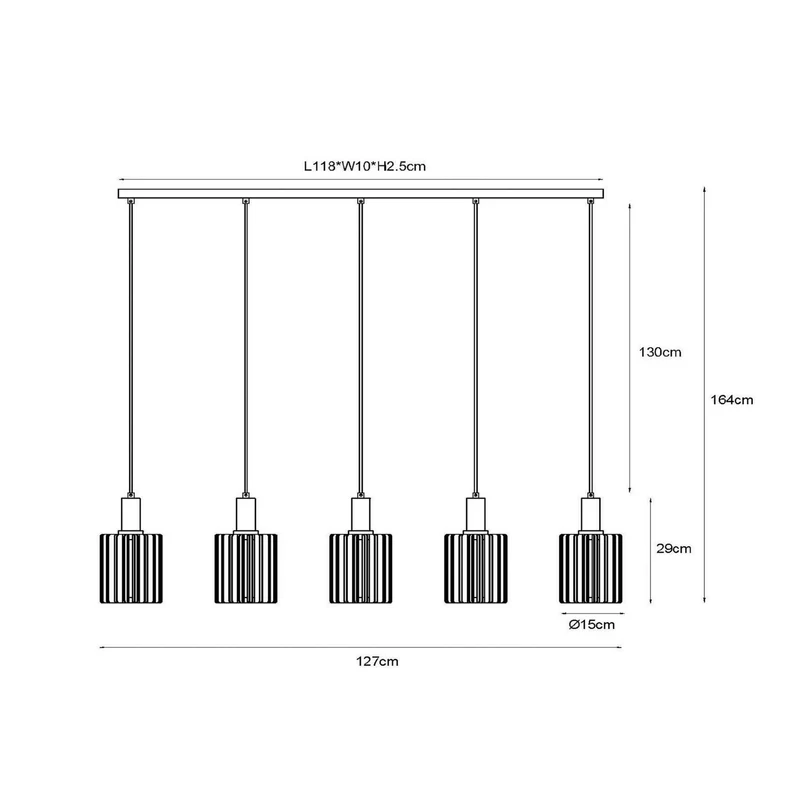 B-Ware Lucide Pendellampe Hängeleuchte Lambres Glas Metall taupe 5-flammig E27 LED