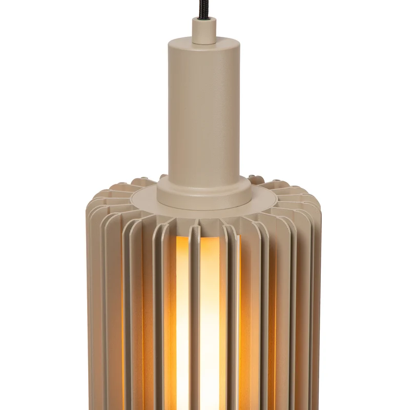 B-Ware Lucide Pendellampe Hängeleuchte Lambres Glas Metall taupe 5-flammig E27 LED