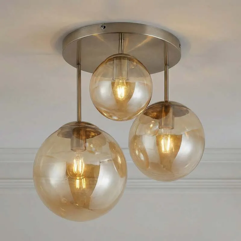 B-Ware Lindby Deckenleuchte Hängeleuchte Teeja LED Lampe 3-flammig amber Ø47cm
