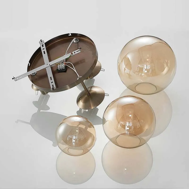 B-Ware Lindby Deckenleuchte Hängeleuchte Teeja LED Lampe 3-flammig amber Ø47cm