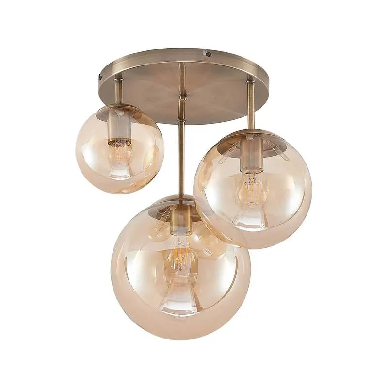B-Ware Lindby Deckenleuchte Hängeleuchte Teeja LED Lampe 3-flammig amber Ø47cm