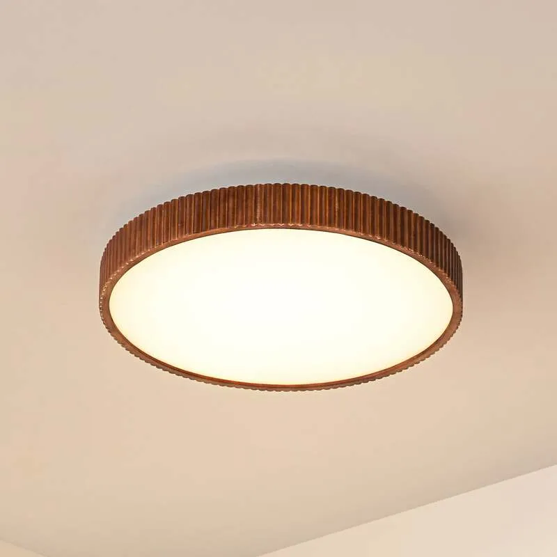 B-Ware Lindby Deckenleuchte Deckenlampe LED Velua Fernbedienung Weiß Holz Dunkel CCT