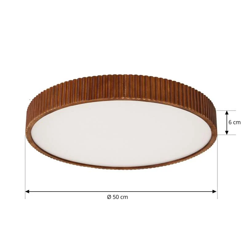 B-Ware Lindby Deckenleuchte Deckenlampe LED Velua Fernbedienung Weiß Holz Dunkel CCT
